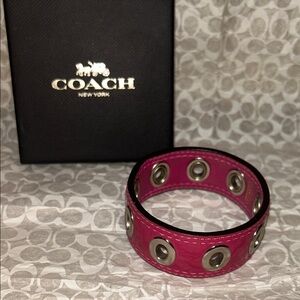 Coach Fuchsia Leather Grommet Bracelet